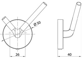 Emco Round - Dvojitý háčik 40 mm, montáž pomocou lepenia alebo vŕtania, čierna 437513301