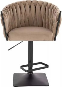 LuxuryForm DESIGN Barová stolička NORDEN VELUR na čiernej hranatej podstave - latte