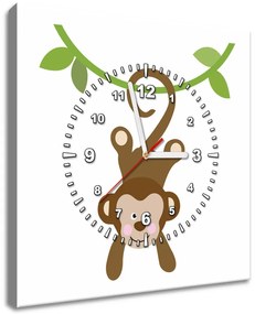Gario Obraz s hodinami Opička na lane Rozmery: 40 x 40 cm