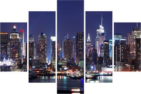 Obraz - Osvetlené New Yorské mrakodrapy (150x105 cm)