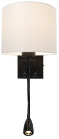 Moderná nástenná lampa čierna s bielym tienidlom - Brescia