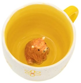 Žltý/krémový porcelánový hrnček 350 ml Surprise Highland Cow – Sass &amp; Belle