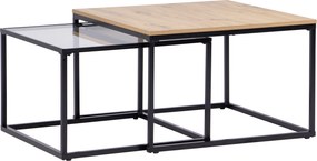 XXXLutz SADA KONFERENČNÝCH STOLÍKOV, čierna, farba duba, kov, sklo, kompozitné drevo, 70/60/45/40/70/60 cm Boxxx - Stolíky do obývačky - 002858004701