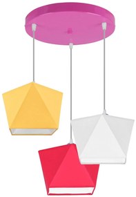 Light Home Detské závesné svietidlo DIAMOND, 3x textilné tienidlo (mix 10 farieb), (výber z 5 farieb konštrukcie), O
