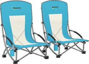 Outsunny 2-dielne sklápateľné campingové stoličky s držiakom na nápoje - prenášací obal pre jednoduchú prepravu a rybárske aktivity až do 120 kg - Záh