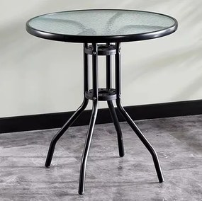 TRENDIE Záhradný stolík so sklom 60 cm okrúhly