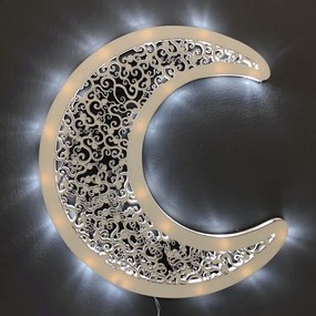 AMADEA Drevená svietiaca dekorácia mesiac s LED osvetlením, 29 cm