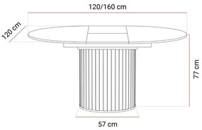 ROZKLADACÍ OKRÚHLY JEDÁLENSKÝ STÔL LANDRY KAŠMÍR 120 - 160 cm