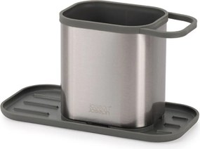 Kovový stojan na umývacie prostriedky v lesklej striebornej farbe Duo Steel – Joseph Joseph