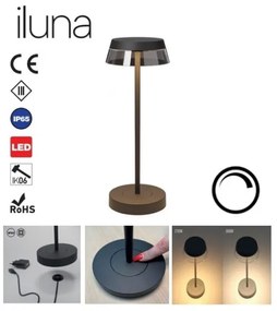 Redo 90312 - LED Stmievateľná stolná lampa ILUNA LED/2,5W/5V 3000 mAh IP65 čierna