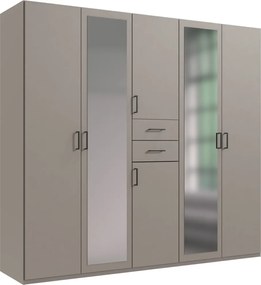 Šatníková skriňa so zrkadlami Düsseldorf, 225 cm, šedá sahara