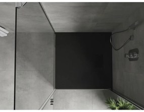 Mexen Hugo, štvorcová sprchová vanička SMC 70 x 70 cm, čierna, čierna krytka, 42707070-B