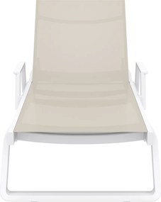 TROPIC ARM záhradné lehátko white/taupe