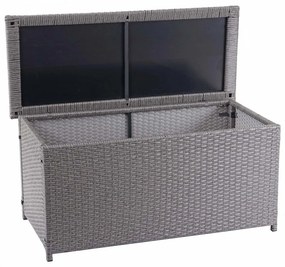 Polyratanový záhradný úložný box HWC-D88 - základná sivá, 63x135x52cm 320l