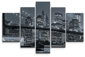 Sablio Obraz - 5-dílný Nočný New York 2 - 125x90 cm