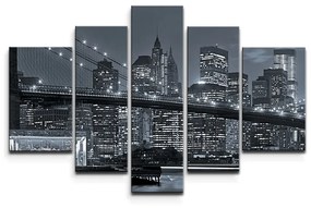 Sablio Obraz - 5-dílný Nočný New York 2 - 125x90 cm