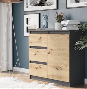 Komoda R-80-S3 so zásuvkami 80 cm - rôzne farebné prevedenia sonoma
