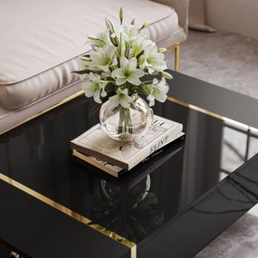 KONFERENČNÝ STOLÍK SANTINO ČIERNY VYSOKÝ LESK / ZLATÝ