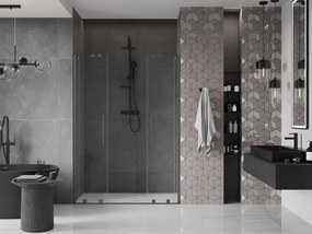Mexen Velar Duo, posuvné sprchové dvere do otvoru 160 cm, 8mm číre sklo, brúsený grafit, 871-160-000-02-95