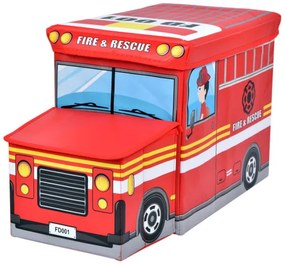 Taburetka v tvare hasičského auta červená