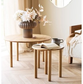 Okrúhly konferenčný stolík z dubového dreva v prírodnej farbe ø 70 cm Jena – House Nordic