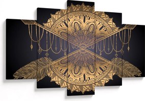 Obraz - Zlatá mandala s šípmi (150x105 cm)