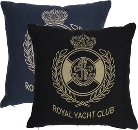 Béžovo-čierny gobelínový vankúš Royal Yacht Club - 45*45*16cm