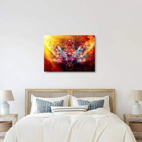 Sklenený obraz - Merkaba s krídlami, abstrakcia (70x50 cm)
