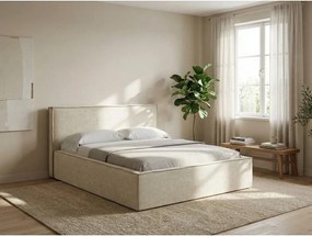 Zelená čalúnená dvojlôžková posteľ s úložným priestorom s roštom 140x200 cm Anani – Makamii