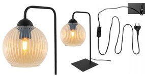 Stolná lampa Riffle Round, 1x medové sklenené tienidlo