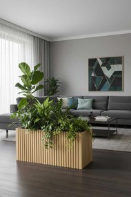 Drevený kvetináč MAXI, s priečkami, akácie, šírka 84 cm, hnedá