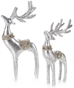 VIANOČNÁ SOŠKA DEER 30CM STRIEBORNÁ