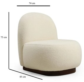 Biele kreslo z textílie buklé Tina – Artie