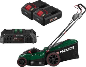 Parkside®  Aku kosačka na trávu Prma 40 E3 + Smart akumulátor 20 V/4 Ah, 2 kusy + Dvojitá nabíjačka na akumulátor 20 V/4,5 A  (800012672)