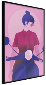 Artgeist Plagát - Girl on Scooter [Poster] Veľkosť: 40x60, Verzia: Čierny rám s passe-partout