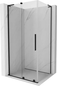 Mexen Velar L, sprchový kút s posuvnými dverami 120 x 85 cm, 8mm číre sklo, čierna matná, 871-120-085-03-70