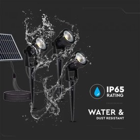 SADA 3x LED Vonkajšia solárna lampa 3xLED/1,2W/3,7V IP65 3000K 4000 mAh