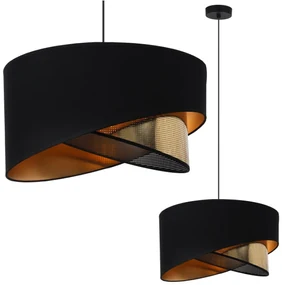 Závesné svietidlo Asti Duo2, 1x PVC/čierne textilné tienidlo, (fi 45cm), g, b