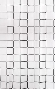 Erga Peva, sprchový záves 180x200cm, polyester, biela-čierna, ERG-06894