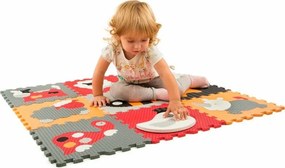 BABY GREAT Penové puzzle Zvieratá šedá-červená SX (30x30)