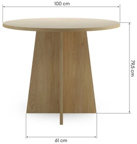 Kulatý jídelní stůl Merla 100 cm dub Cremona Torro