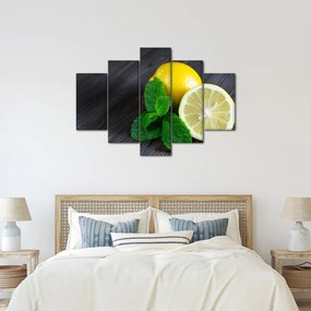 Obraz citrónov a mäty na stole (150x105 cm)