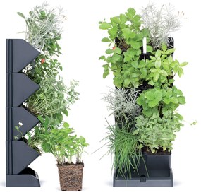 PROSPERPLAST Kvetináče vertikálne s nožnicami na bylinky MINI CASCADE antracit