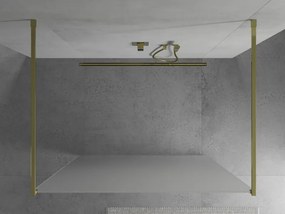 Mexen Kioto, priechodná sprchová zástena 100 x 200 cm, 8mm sklo námraza, 2x zlatá stabilizačná rozpera, 800-100-002-50-30