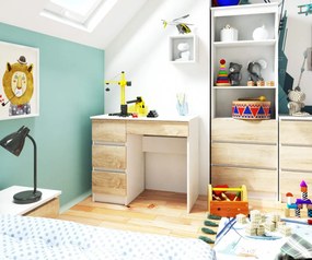 Písací stôl A-7 90 cm biely/dub sonoma ľavý