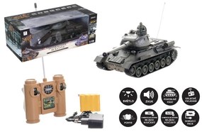 Teddies Tank RC T-34/85 so zvukom a svetlom, 33 cm, na batérie + dobíjací pack 27 MHz