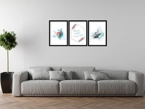 Gario Sada plagátov Maľované kvety - 3 dielna Farba rámu: Rustikálna, Veľkosť: 135 x 63 cm