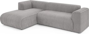 Svetlosivá menčestrová rohová pohovka (ľavý roh/s leňoškou) Merid – Ropez