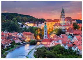 Sklenený obraz - Český Krumlov (70x50 cm)