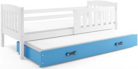 Detská posteľ KUBUŠ 2 s prístelkou | biela Farba: biela / modrá, Rozmer.: 200 x 90 cm